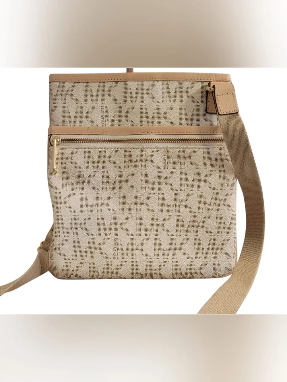 Michael Kors Beige Monogram Crossbody Bag